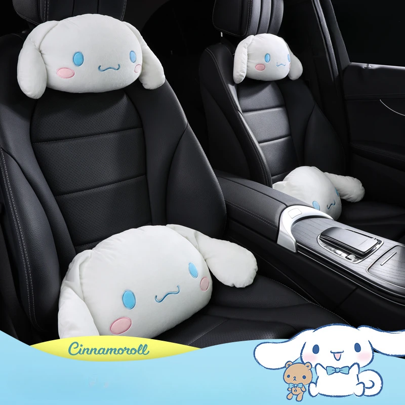 Sanrio Cinnamoroll Car Neck Pillow My Melody Auto Headrest Waist Head Support Holder Travel Seat Pillow Car Accessories Decor