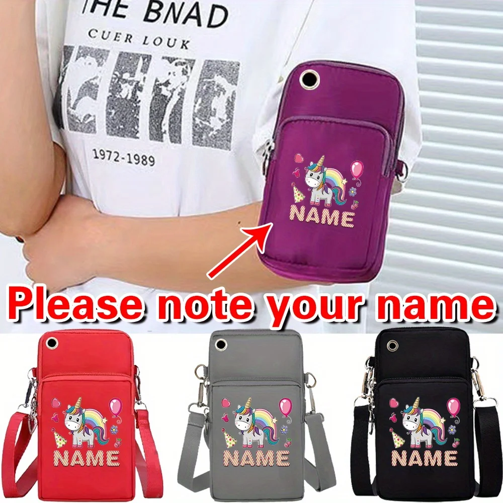 

Personalized Customization Name Mobile Bag, Sports Arm Bag Luggage Strap Crossbody Bag Handbag Wallet Fashionable Pattern