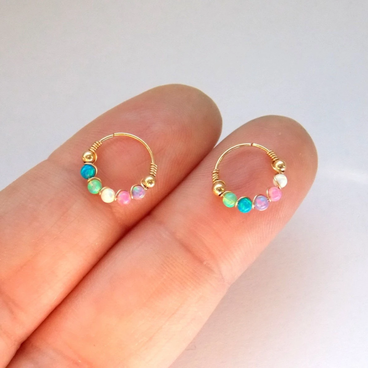 10mm 14K Gold Filled Opal Nose - Body Jewelry Hangers review and price