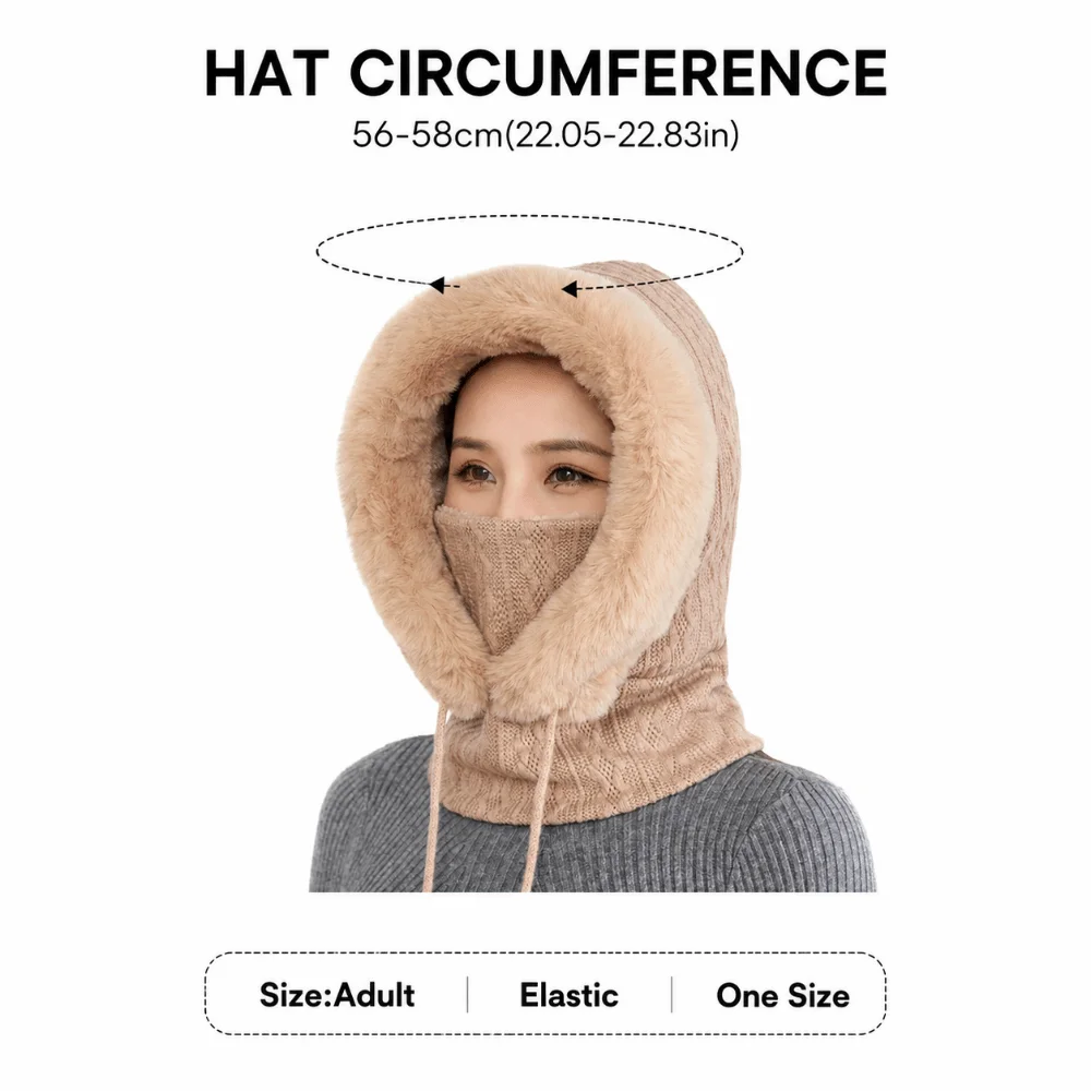 Topi Balaclava Rajut Tebal Berlapis Bulu untuk Musim Dingin, Pelindung Telinga, Topi Lembut untuk Pria Wanita