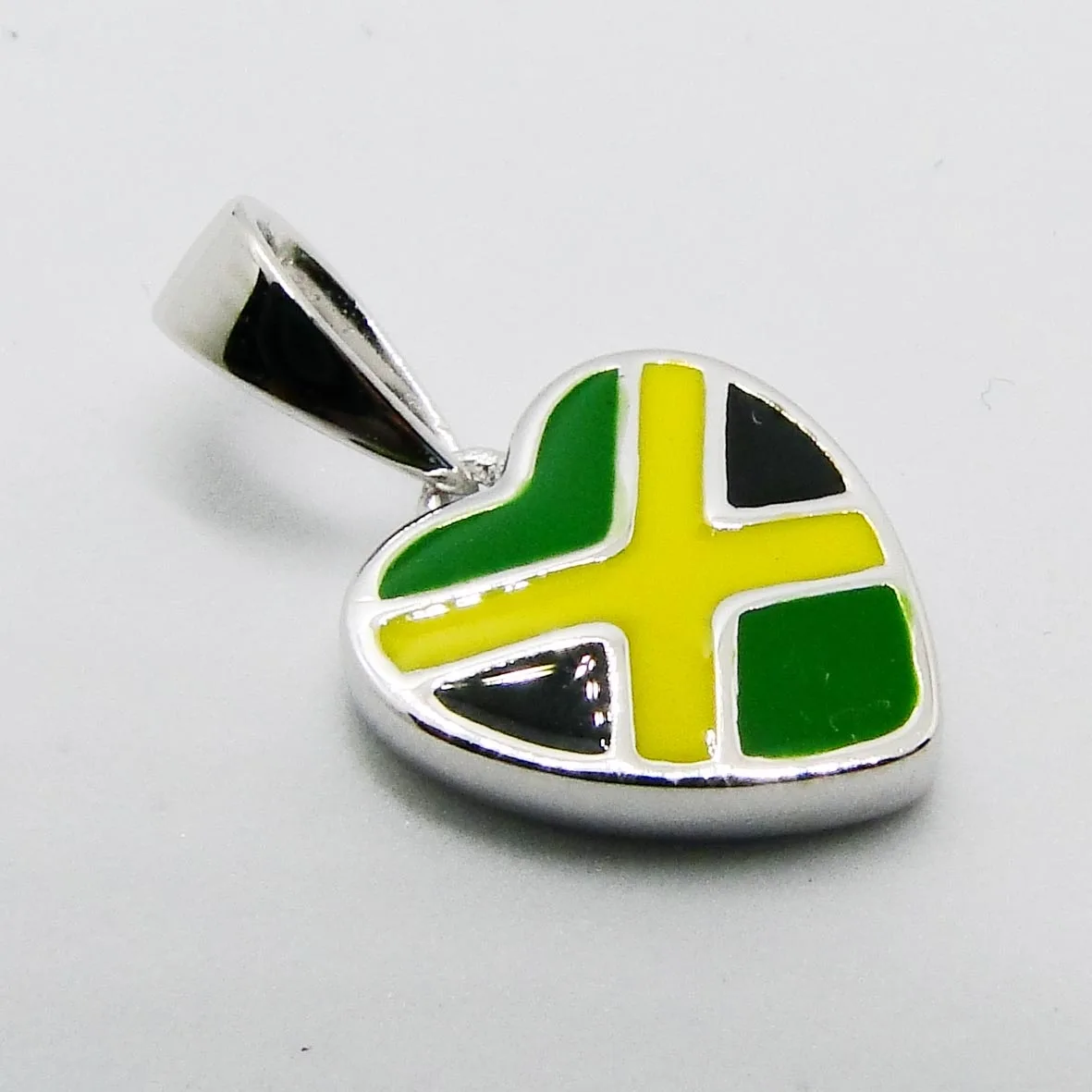 925 Sterling Silver Yellow Black Green Jamaica Flag Jewelry Match Bracelet Bead Charms For Gift