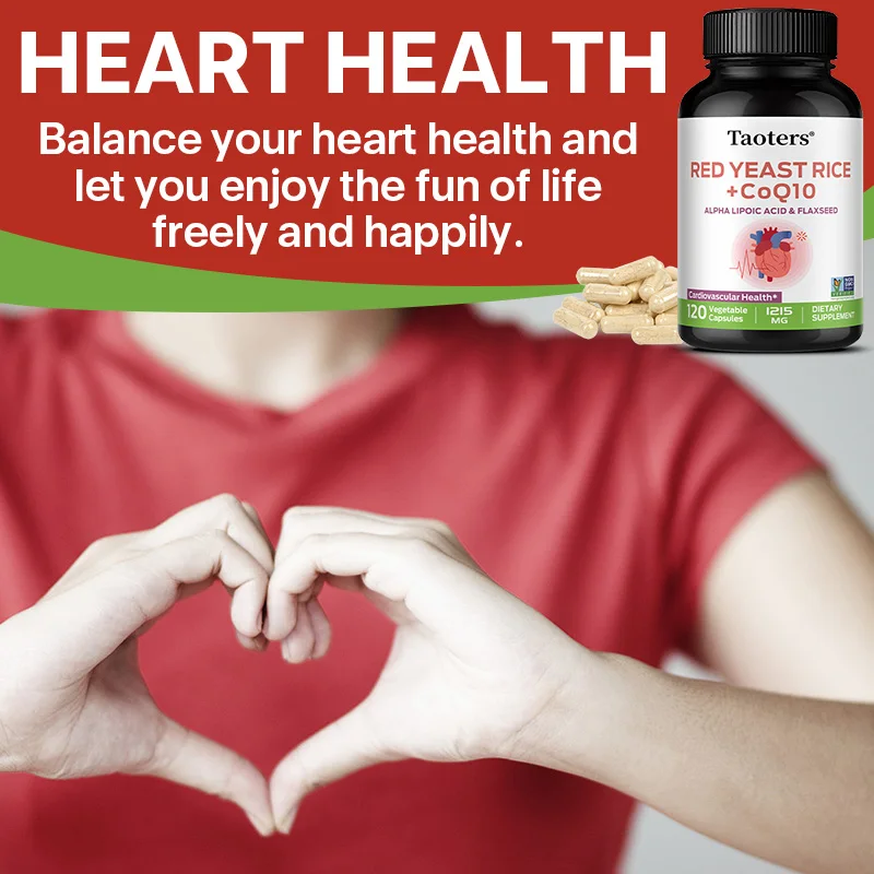 كبسولات أرز الخميرة الحمراء - مع الإنزيم المساعد Q10، فوائد الدورة الدموية القلبية والأوعية الدموية وصحة القلب وإنتاج الطاقة