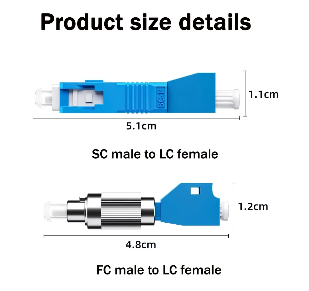 FC/SC to LC Female Adapter to Small Square Head Coupler FC Male to LC Female Red Light Pen Docking Fiber Optic Adapter Converter