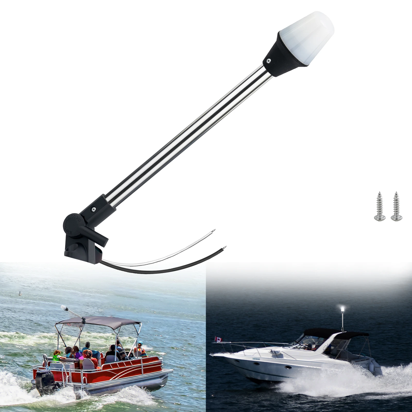 

Stern Lights for Boats,Anchor Lights,Bimini Top Light,Base Foldable,LED Detachable,16Inche,for Pontoon Marine Navigation Lights