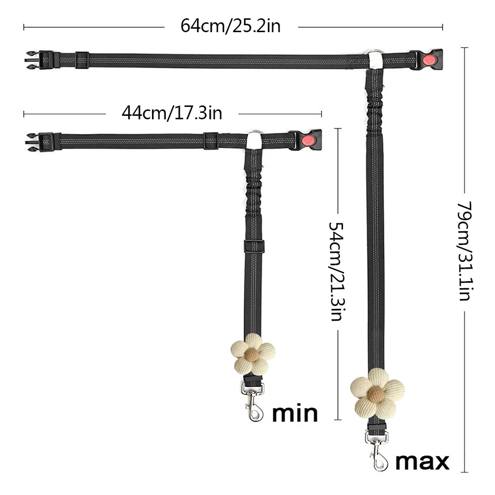 2-in-1 Dog Car Seatbelt Headrest Restraint Adjustable Reflective Pet Safety Seat Belt Clip Buckle Tether Large Medium Small Dogs