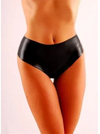 

Latex Sexy Underwear Women Pure Black Triangle Shorts Size XXS-XXL