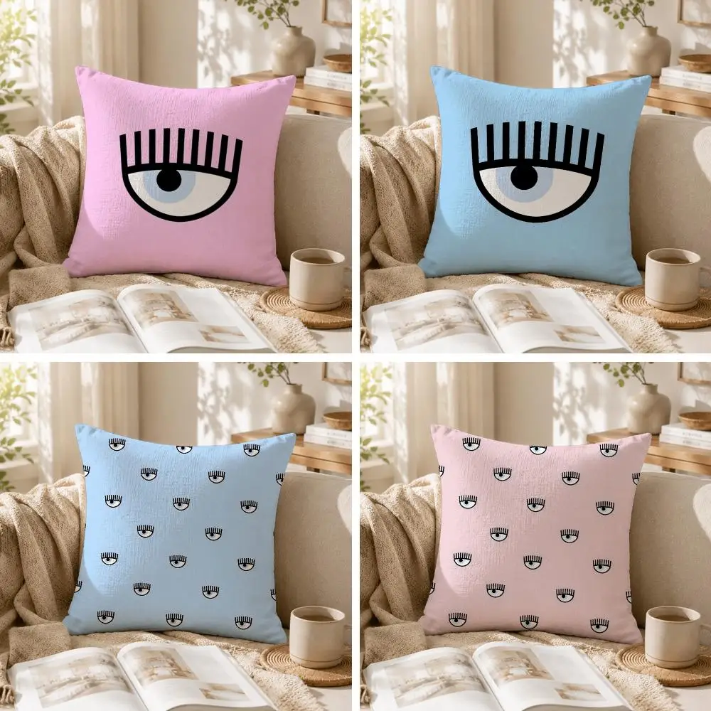 C-Chiara F-Ferragni Fashion Cushion Cover Natural Linen Organic Fabric Double-Sided Printing Sofa Home Decor Gift Pillow Case