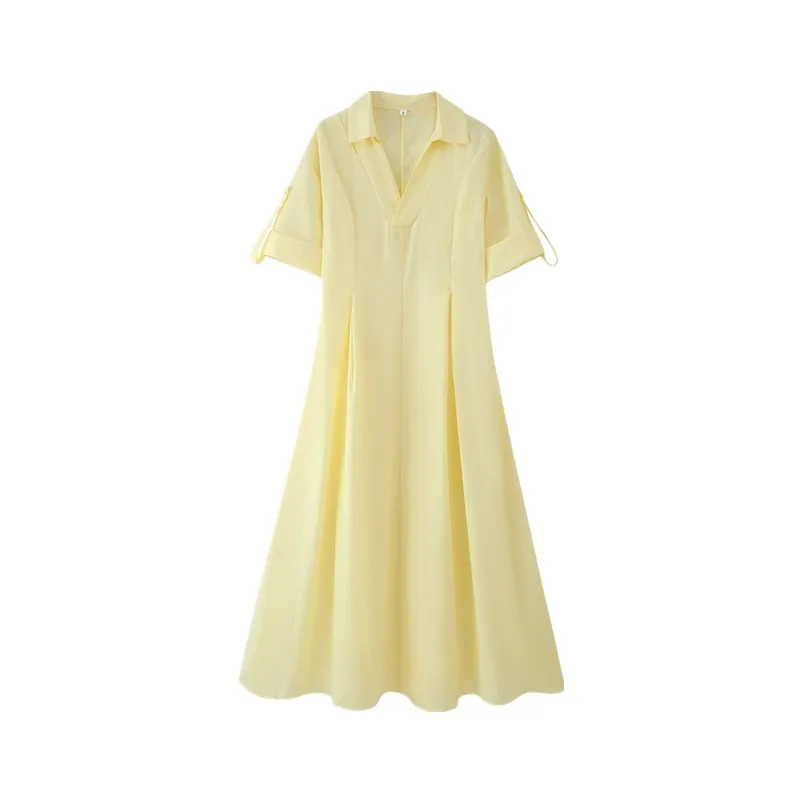 ฤดูร้อน 2025 การออกแบบของผู้หญิง Sense สีบริสุทธิ์ irt Dr เอวกระชับสัดส่วน A-Line ยาว Dr อเนกประสงค์เอวสูงเดินทาง Sle