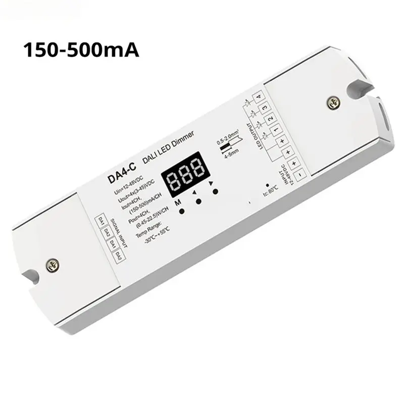 ABYN-DA4-C (150-500Ma) / (350-1200Ma) 12-48V DC 4 Channel Constant Current DALI Dimmer (DT6/DT8) For Single Color LED Lamps