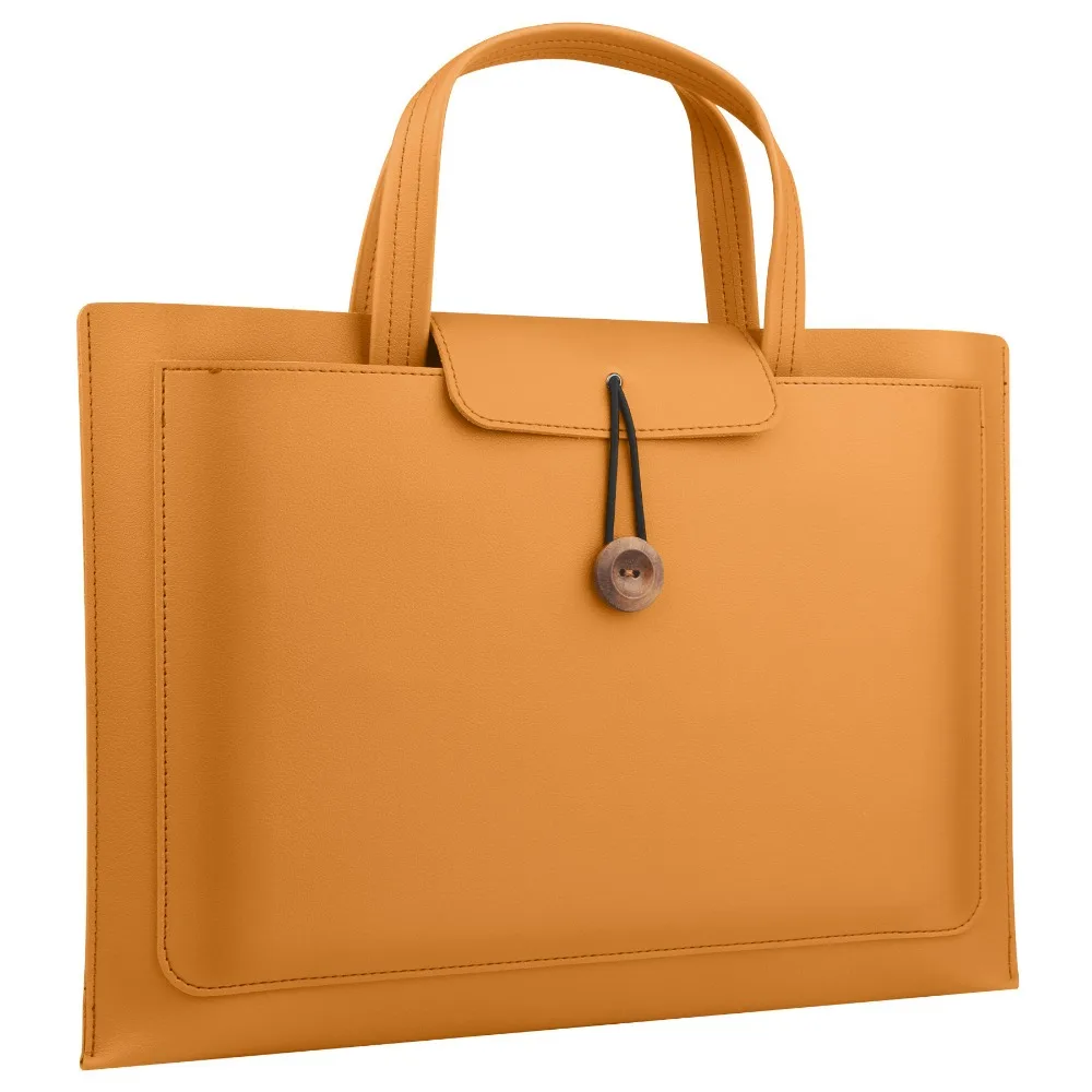 Bolso portátil de gran capacidad para ordenador portátil, bolso de mano rectangular de Color sólido de PU con bolsillo de almacenamiento, maletín, bolso para mujer