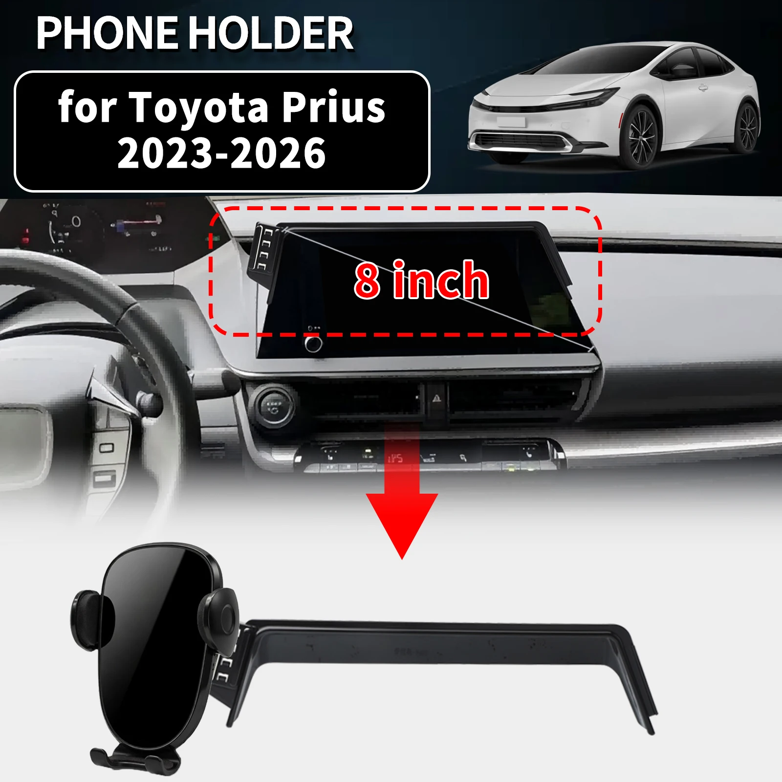 

for Toyota Prius XW60 2023 2024 2025 2026 8inch LHD Vehicle-Specific Phone Holder Mount Car GPS Stand Easy Fix Auto Accessories