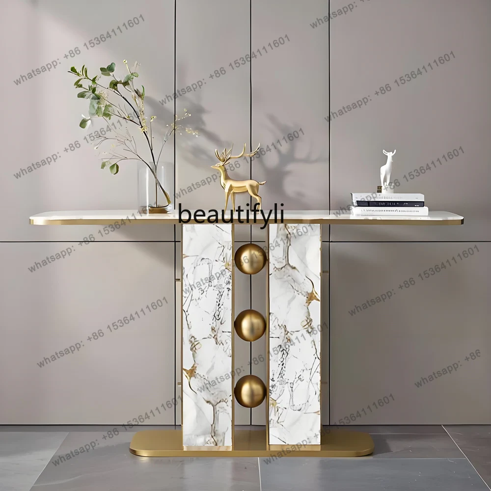 Lucky Pearl Entrance Platform Light Luxury Art Entrance End View Platform Bar Case Entrance Cabinet Long Table