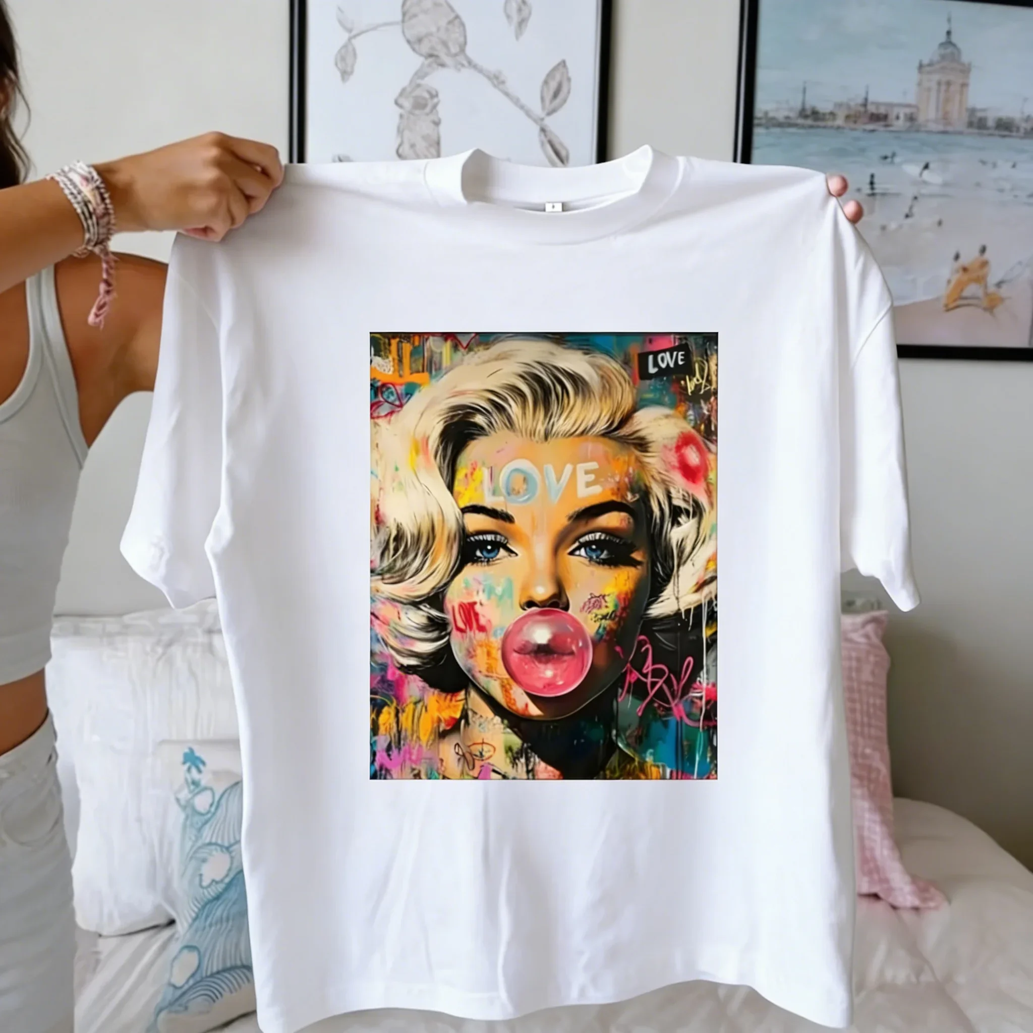 2026 New Fashion Retro Character Art Graphic Print Premium Men's Women Kids Short Sleeve Crew Neck Comfortable Loose Tee