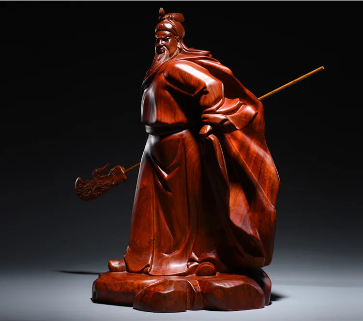 40cm Large HOME SHOP business Talisman Money Drawing Martial God of wealth Guan gong Guan di Rosewood HAND carving art statue