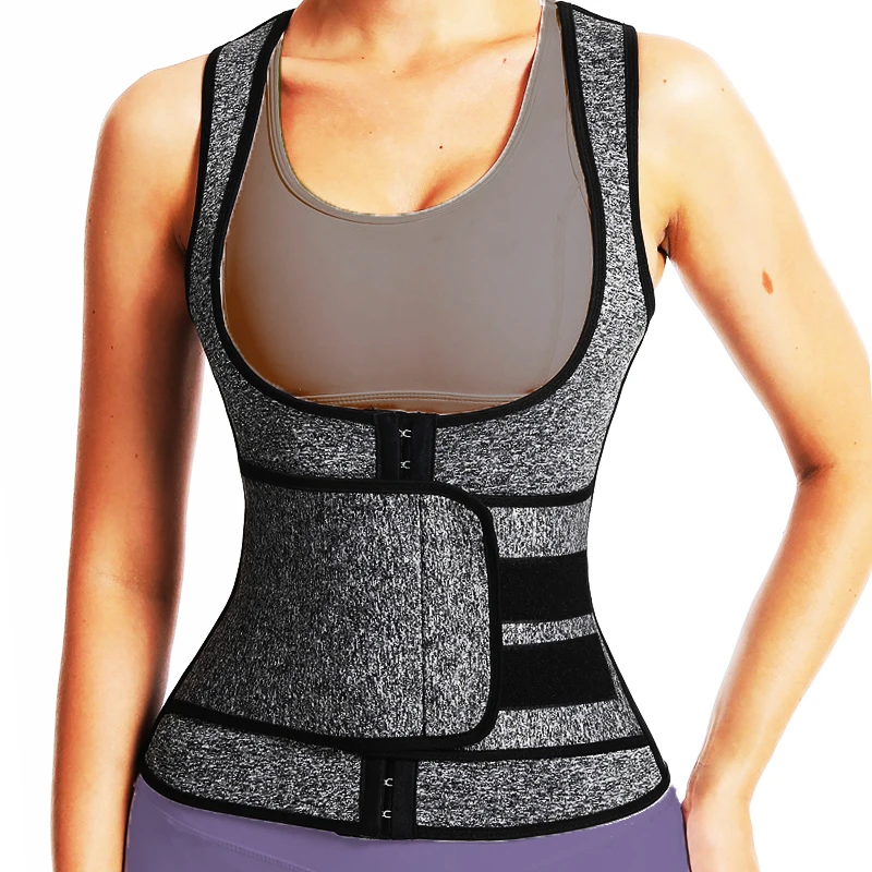 GUUDIA Sauna Sweat Neoprene Tank Tops Slimming Corsets Hooks Magic Sticker Double Control Shapers Weight Loss Vest Waist Trainer