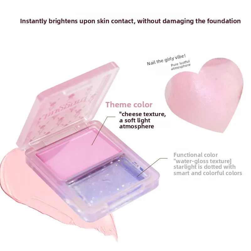 Haggard 2 couleurs surbrillance Blush crème eau légère éclaircit naturellement hydrate multi-usages facile à porter maquillage pour le visage