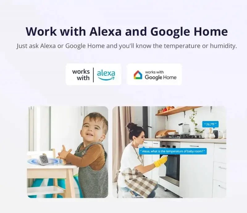 SONOFF SNZB-02D Zigbee LCD Smart Temperature Humidity Sensor Smart Home Remote Real-time Monitoring Work With Alexa Google Home