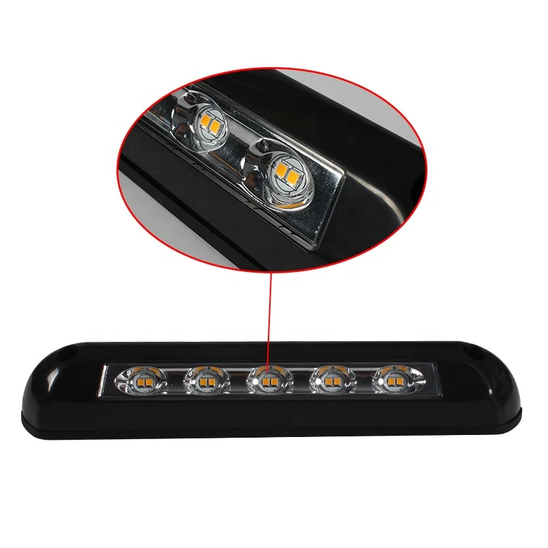 12V/24V 8W RV Lights with Holes Black Waterproof Exterior LED Light for Motorhome RV Outdoor Awning Lights