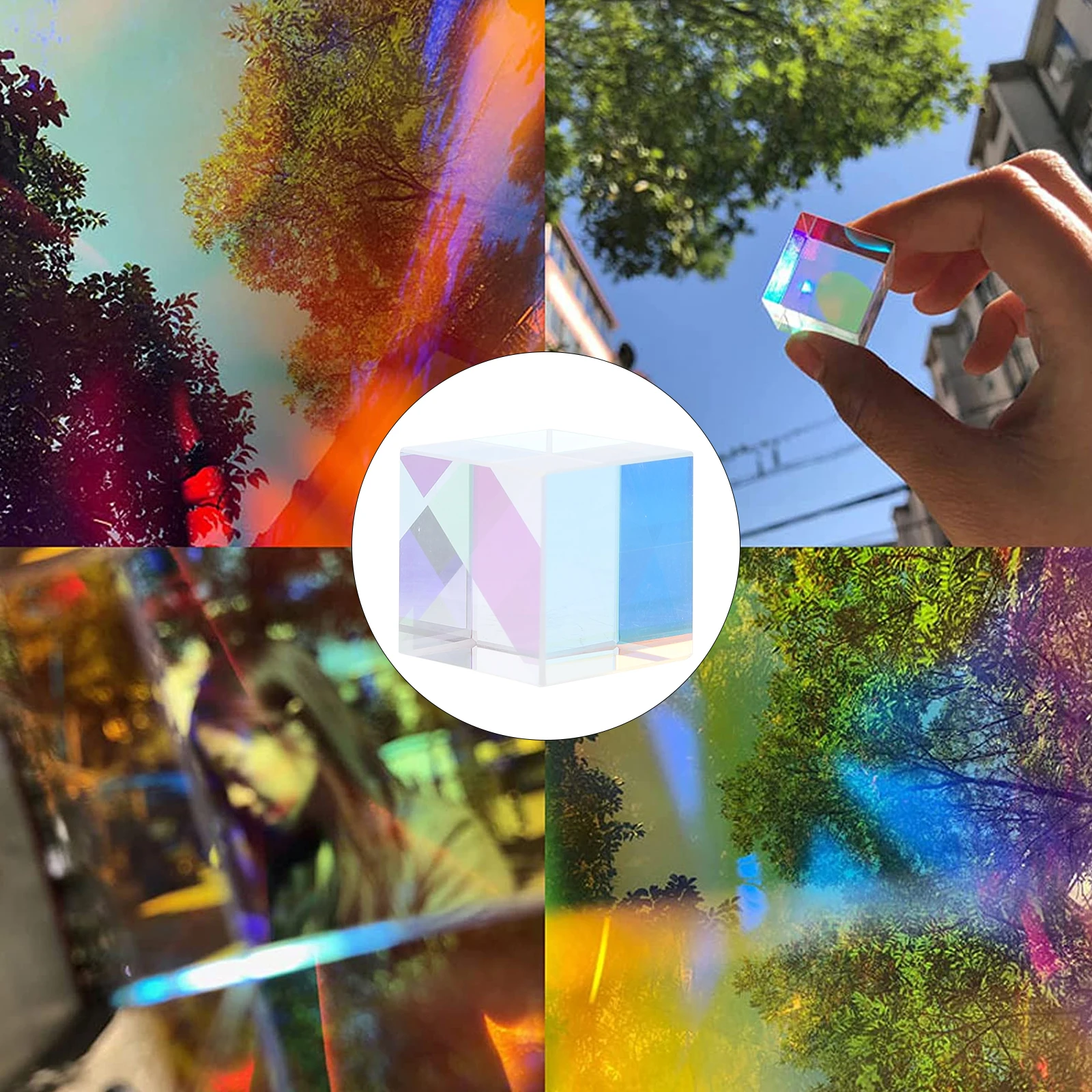 

Optical Prism Lens Tabletop Decoration Home Ornament Glass Crystal Prop Square Physical Decorative