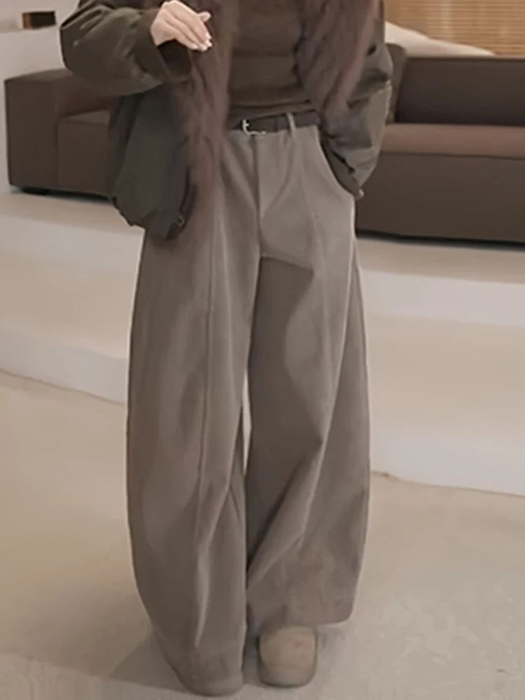 

Женские брюки с высокой талией и широкими штанинами, модные повседневные свободные брюки-костюмные, стройнящие, струящиеся, осенне-зимние, новые, винтажные