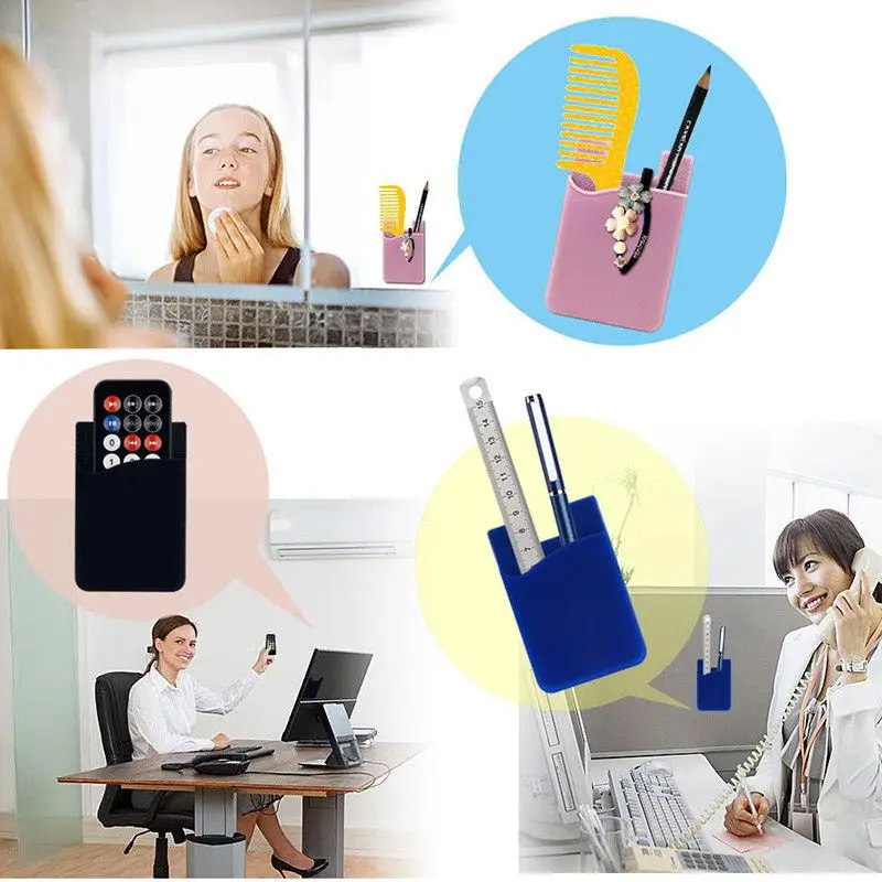 1piece  3M Double Pocket Elastic Stretch Silicone Cell Phone ID Credit Card Holder Sticker Universal Wallet Case Card Holder