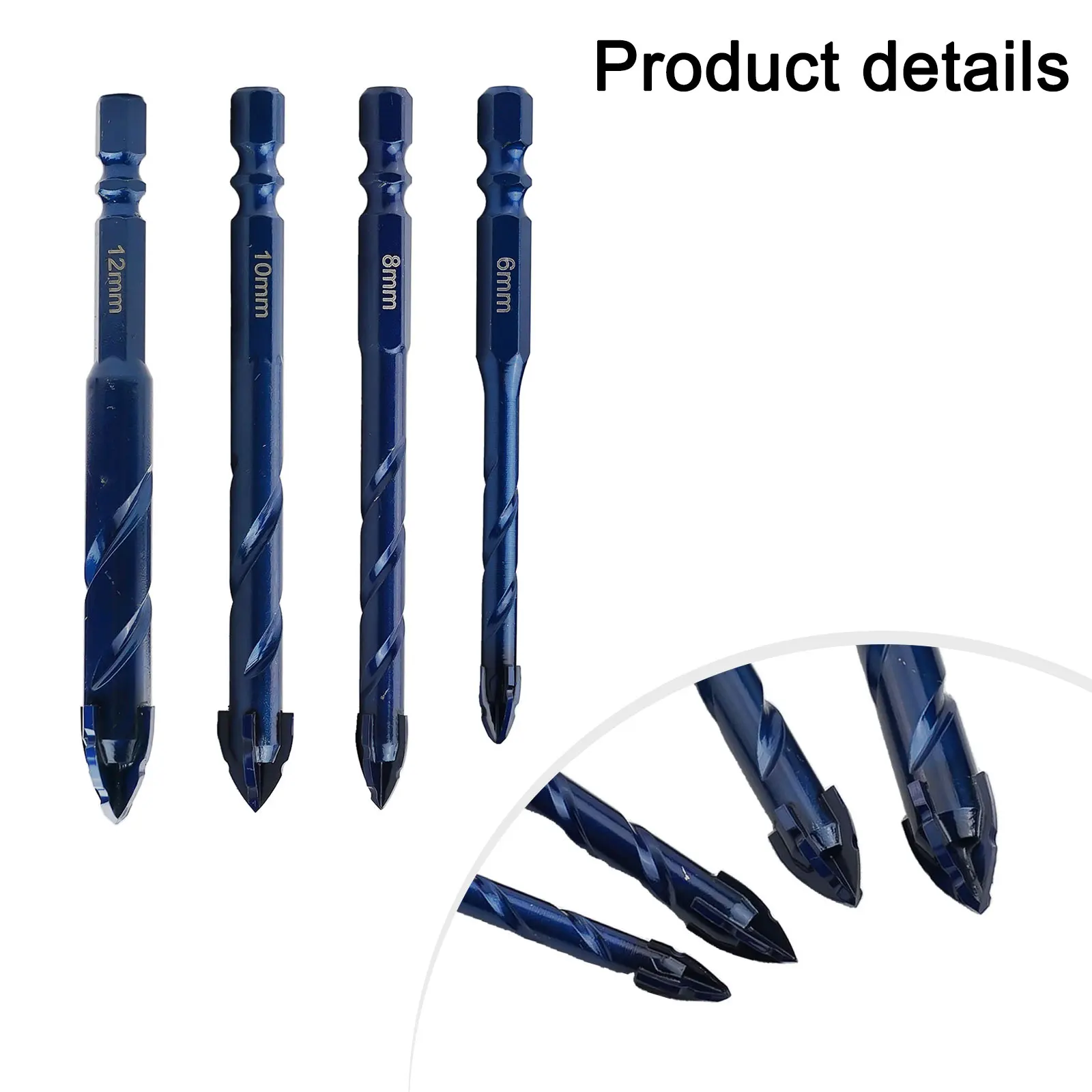 

4pcs Spiral Drill Bit Hex Shank Eccentric Concrete Drill Bits Innovative For Tile Glass Hard Plastic Cement Granite Concrete