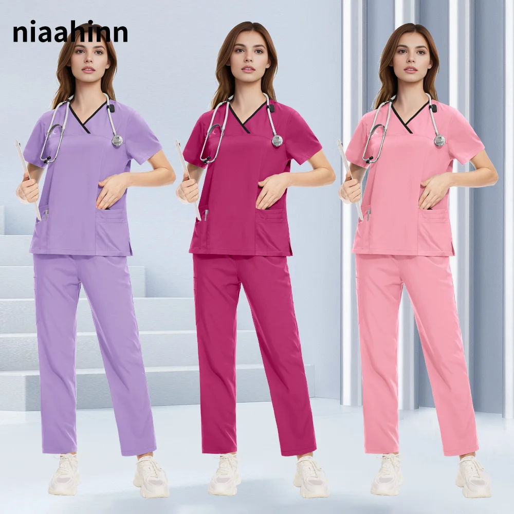 Anesthesist Medische Scrubs Tops en broeken Dokterkostuum Dames Veterinair Verpleegstersuniform Medisch uniform Dames en heren Scrubs Set