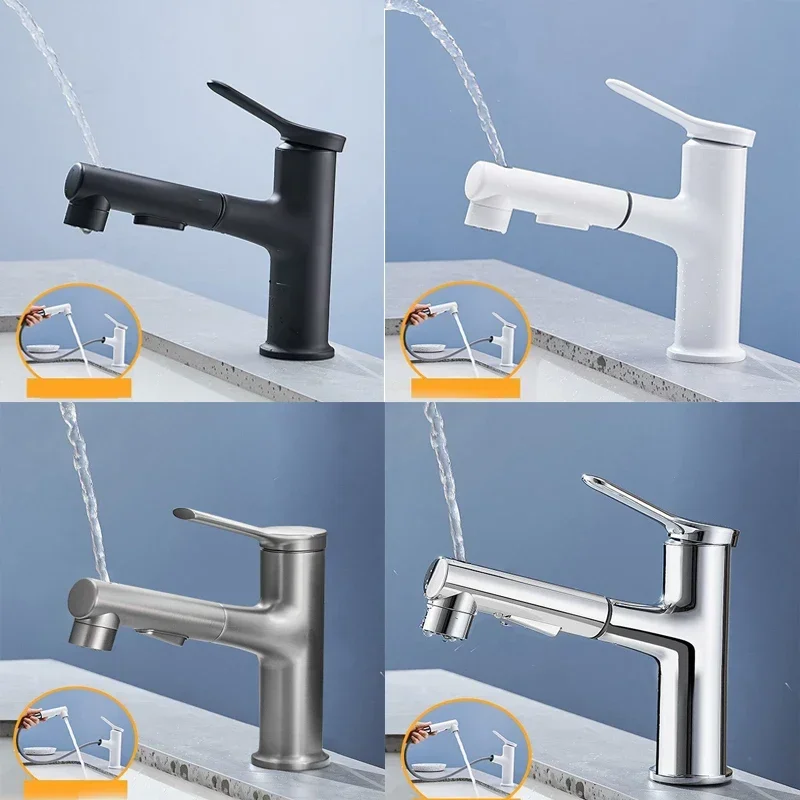 Grey Bathroom basin faucets basin mixer sink faucet Pull Out bathroom water mixer Chrome White Modern Washbasin faucets Black