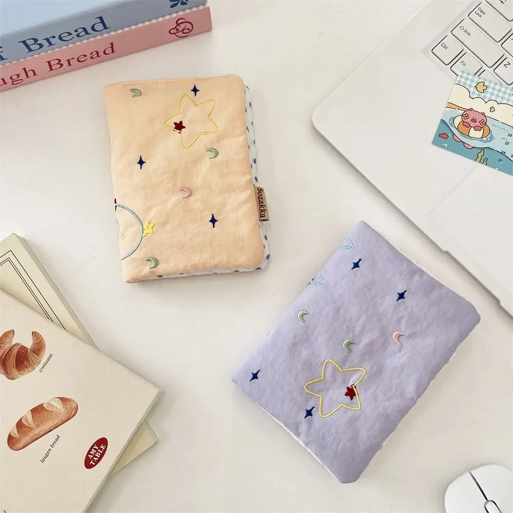 

Multifunction Passport Protective Cover Airplane Check-in Dopamine Card Storage Bag Cotton Star Embroidery Wallet