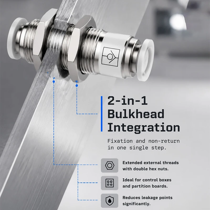 1 PCS SPM Bulkhead Pneumatic One Way Check Valve Push Fit Air Hose Connector Panel Mount Anti Backflow Valve for Automation