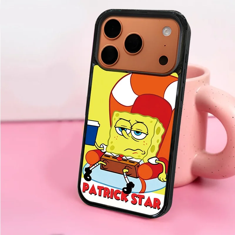 

3D anime cartoon Cute S-SpongeBob drink Phone Case For iPhone 11 12 13 14 15 16 17 Pro Max Plus 17 Air Funny S-SpongeBob Cover