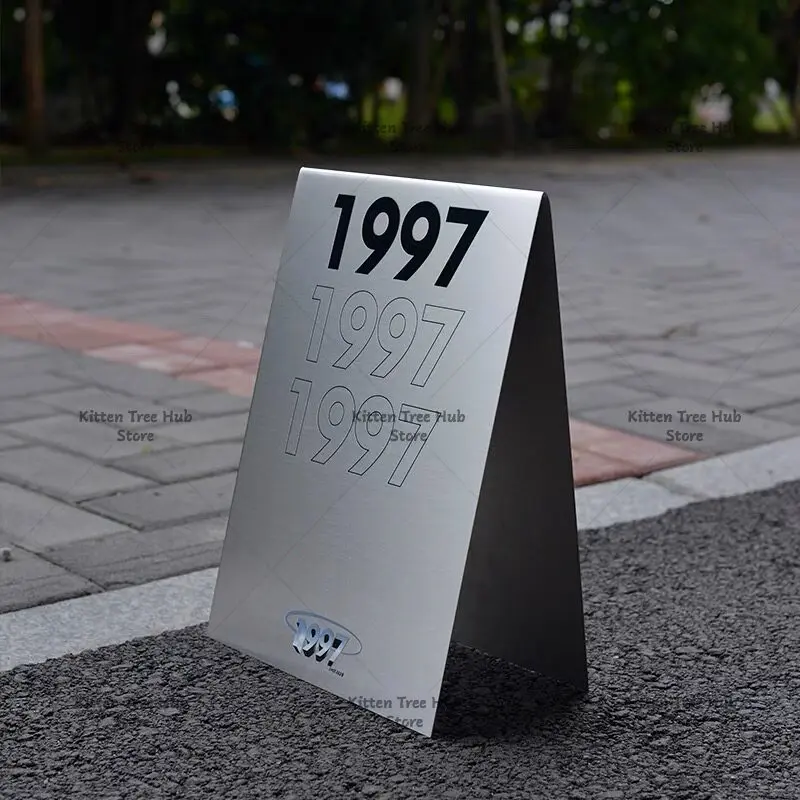 Floor standing stainless steel signboard Standing Internet celebrity photo clock in mirror billboard Coffee shop display