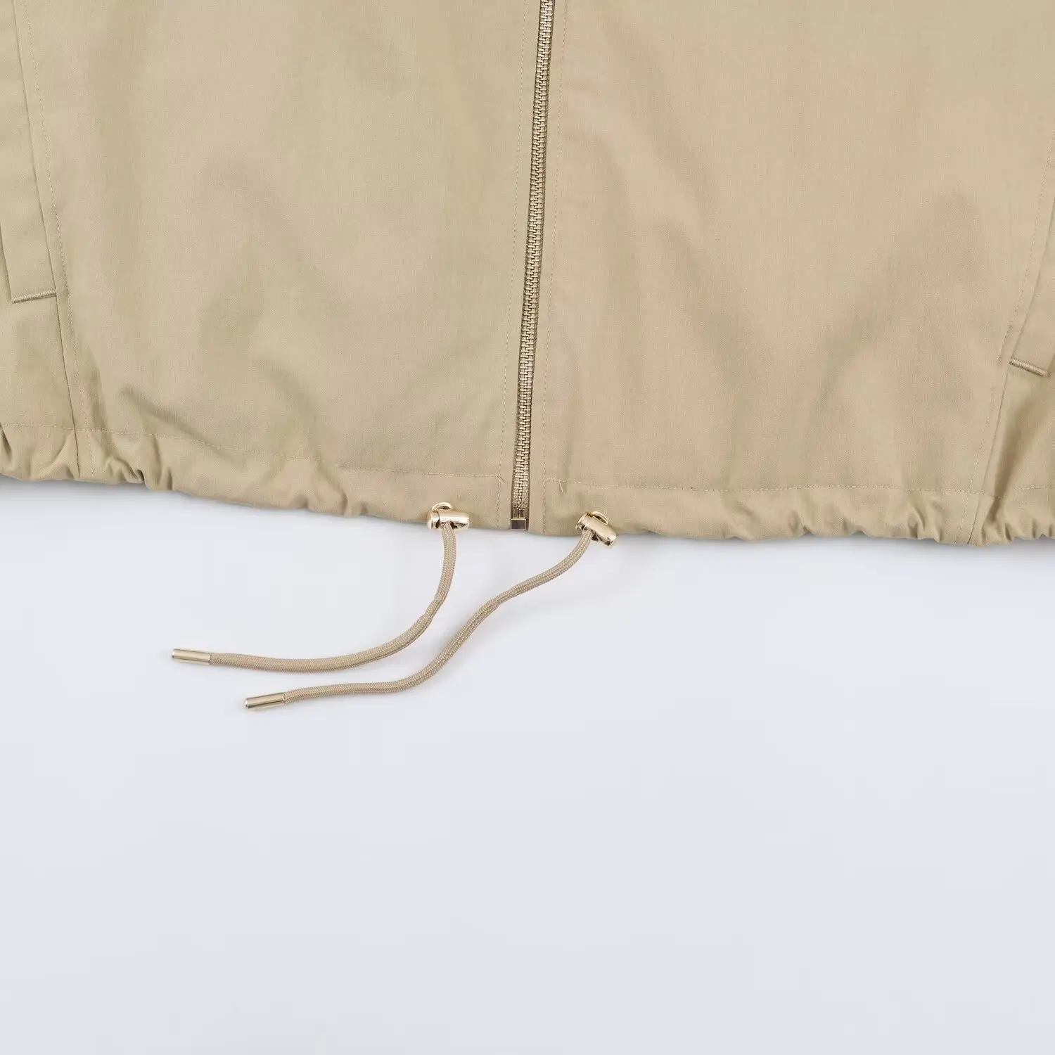 BSAY 2026 Herbst Damen Jacke mit abnehmbarer Kapuze, Revers, Reißverschluss, Kordelzug am Saum, kariertem Futter, lockerem Schnitt, langen Ärmeln, Business-Casual-Oberbekleidung – Detail 14