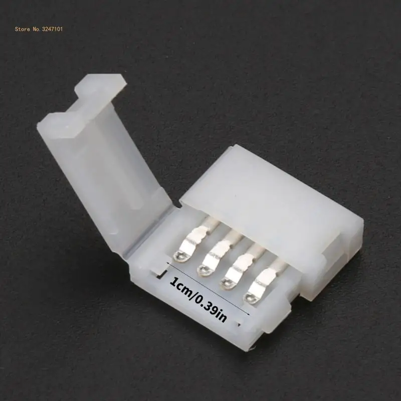 Solderless Clip-on Coupler Connector 4 Pin 10mm For 5050 RGB LED Strip Light Dropship