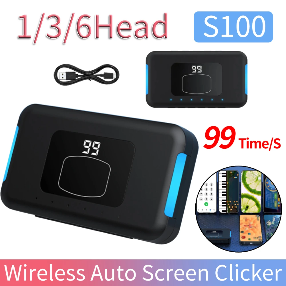 

Smart Phone Wireless Auto Screen Clicker Bluetooth-Compatible 199 Gear Adjust Clicking Simulator Mute for Live Stream Play Game