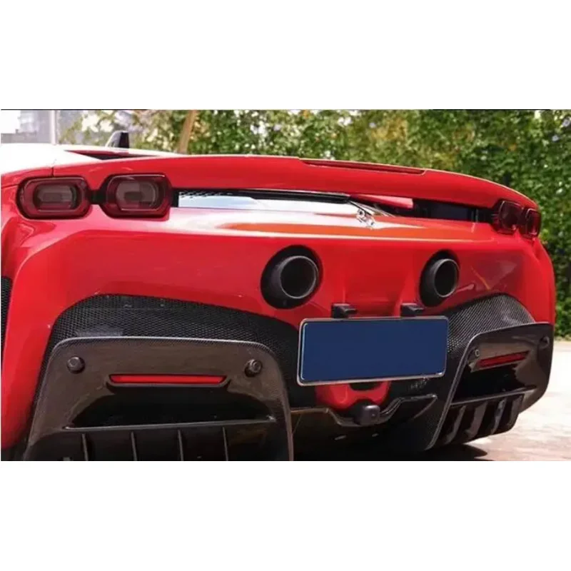 For Ferrari SF90 2020 2021 2022 2023 2024 Real Dry Carbon Bumper Rear Trunk Lip Diffuser Spoiler Cover