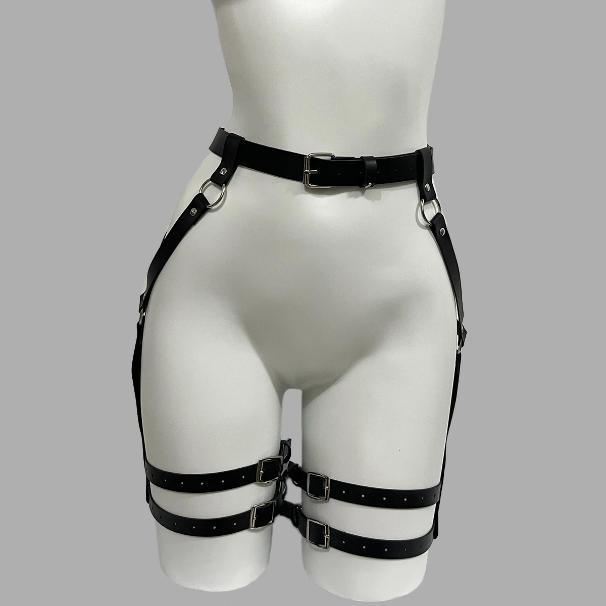 ملابس داخلية مثيرة للنساء من جلد البولي يوريثان ملابس داخلية مثيرة للخصر وأربطة على الطراز القوطي الشرير ملابس للكبار إكسسوارات للمواعدة #6