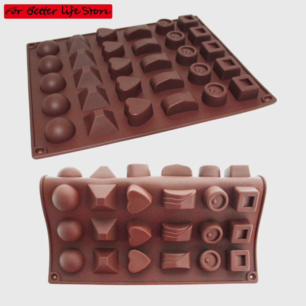 

2piece Heart 30 grid Silicone Chocolate Mold 3D Heart Cake Accessories Molds DIY Ice Cubes Biscuit Pastry Baking Mould