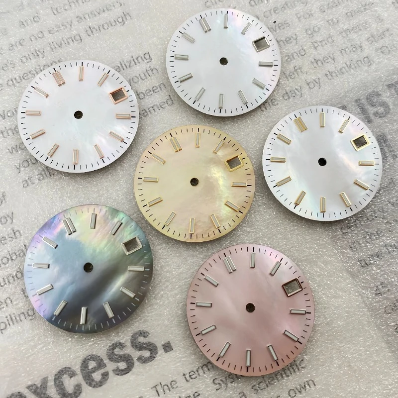 28.5mm NH35 Dial S Mother Of Pearl Dial Stripe Nail Literal Green Luminous Suitable For NH35 NH36 4R Movement Watch Accessories