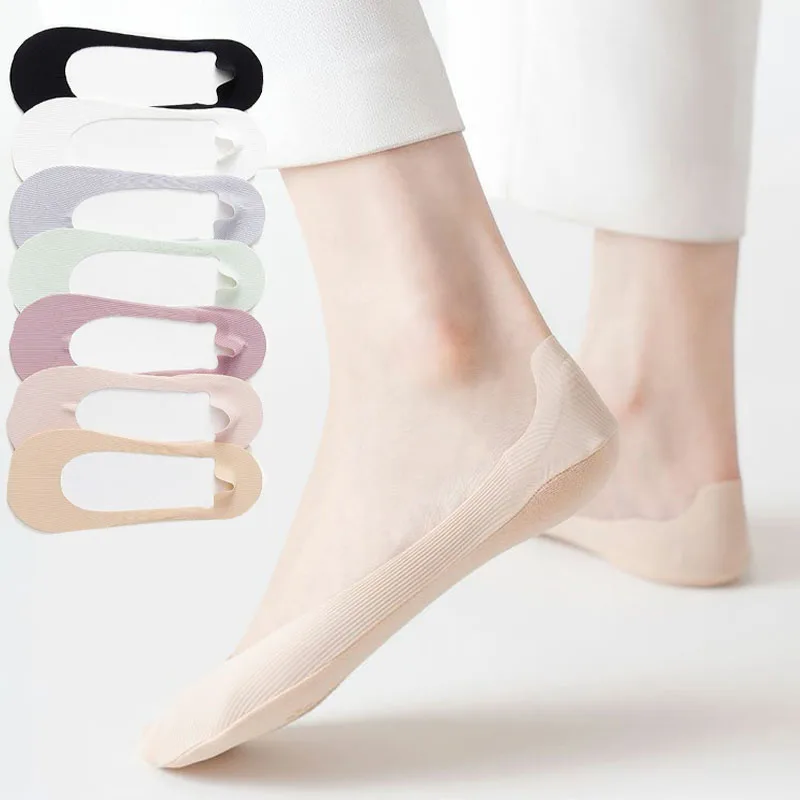 

4 Pairs/lot Women Socks High Quality Matching Casual Socks Summer Thin Cotton Bottom Non-slip Invisible Low Short Socks