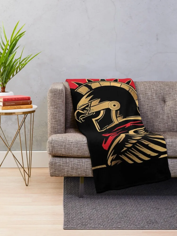 Elite Roman Hoplite with Eagle Wings Throw Blanket Furry Luxury Designer Baby Blankets