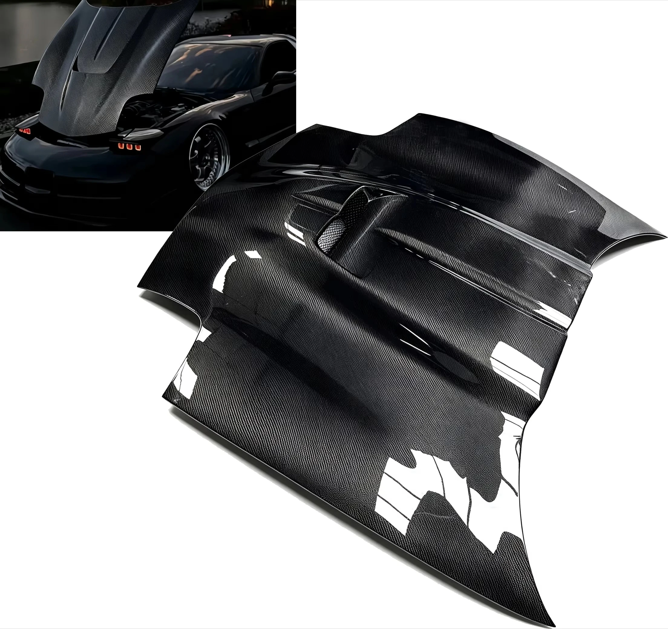 Real Carbon Fiber Engine Hood Bonnet for Chevrolet Corvette C5 Z06 1997-2004  Bolt Sports Car Tuning Body Kit Replacement  Parts