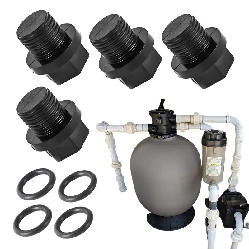 4 Sets Pool Pump Pipe Plug Pipe Plug With Gasket Replacements Swimming Pool Maintenance Home Improvement Necessities