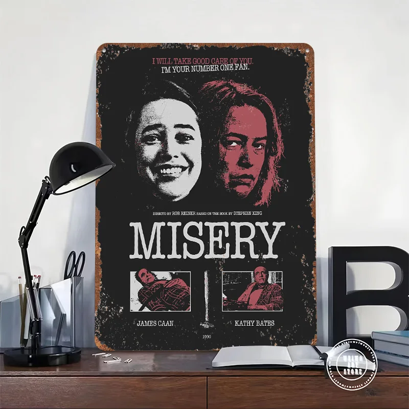 Misery Movie Poster Customized Vintage Metal Signs Wall Art Retro Tin Plaque for Bedroom Decoration Gaming Office Decor Room