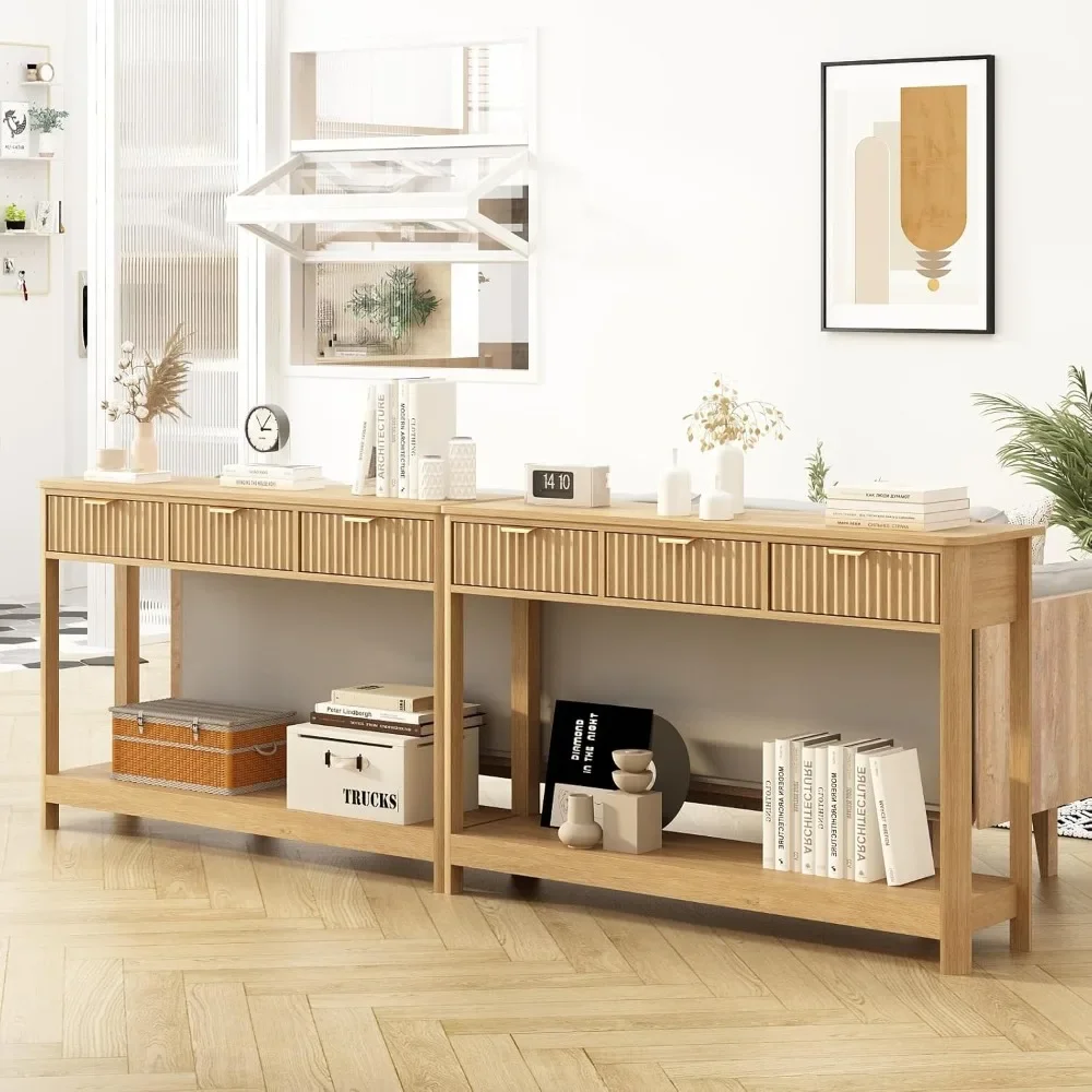 Set of 2 Console Table with Drawers, Modern 47.1