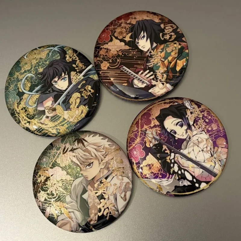Anime Demon Slayer Brooch Badges Kochou Shinobu Pins Action Figures Bag Charm Clothes Pendant Collection Ornament Friends Gift