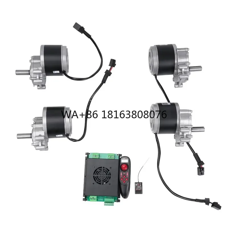 24V 250W 75RPM 120RPM Four-wheel Drive Brush Gear Motor Kits for Tracked Lawn Mower with Remote Control