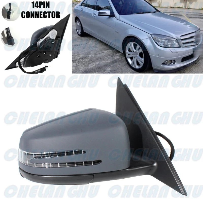 For Benz W204 C63 C180 C200 C250 C300 C350 2008 2009 2010 2011 2012 2013 Right Side 14 Pins Paintable Power Fold Mirror Assembly