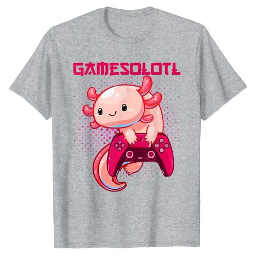 Gamer Axolotl-Lover Cute Axolotl Gaming Video Game Gifts T-Shirt Kawaii Style Graphic Teenagers Tee Tops Summer Fashion Clothes