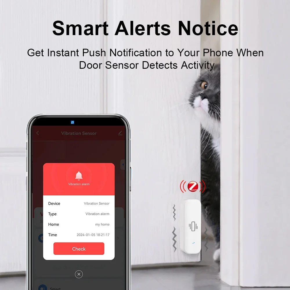 Sensore di rilevamento del sensore di vibrazione intelligente Tuya Wifi/Zigbee notifica dell'app SmartLife registrazione dell'allarme di Shock di movimento in tempo reale